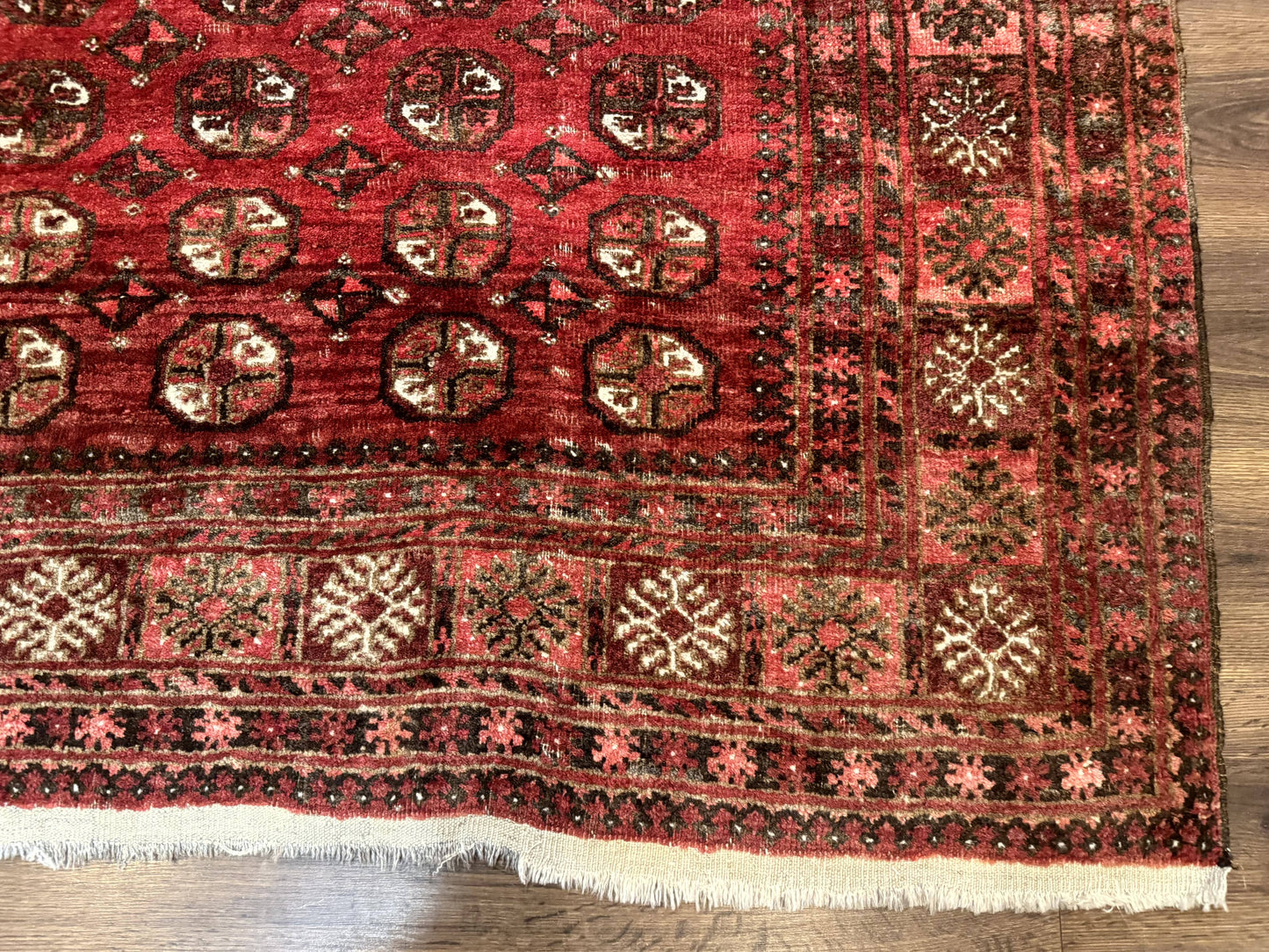 Antique Persian Turkoman Rug 5x6, Red