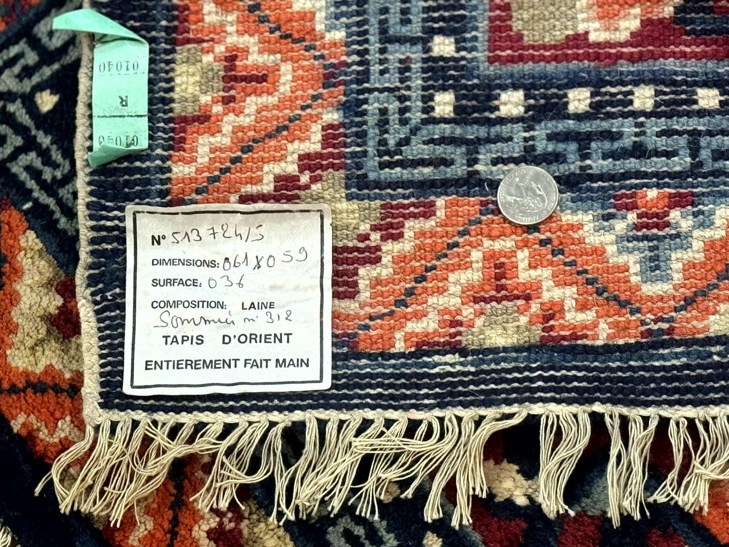 Small Antique Chinese Square Rug 2x3, Tibetan Rug, Red Orange Blue, 1920s Rug