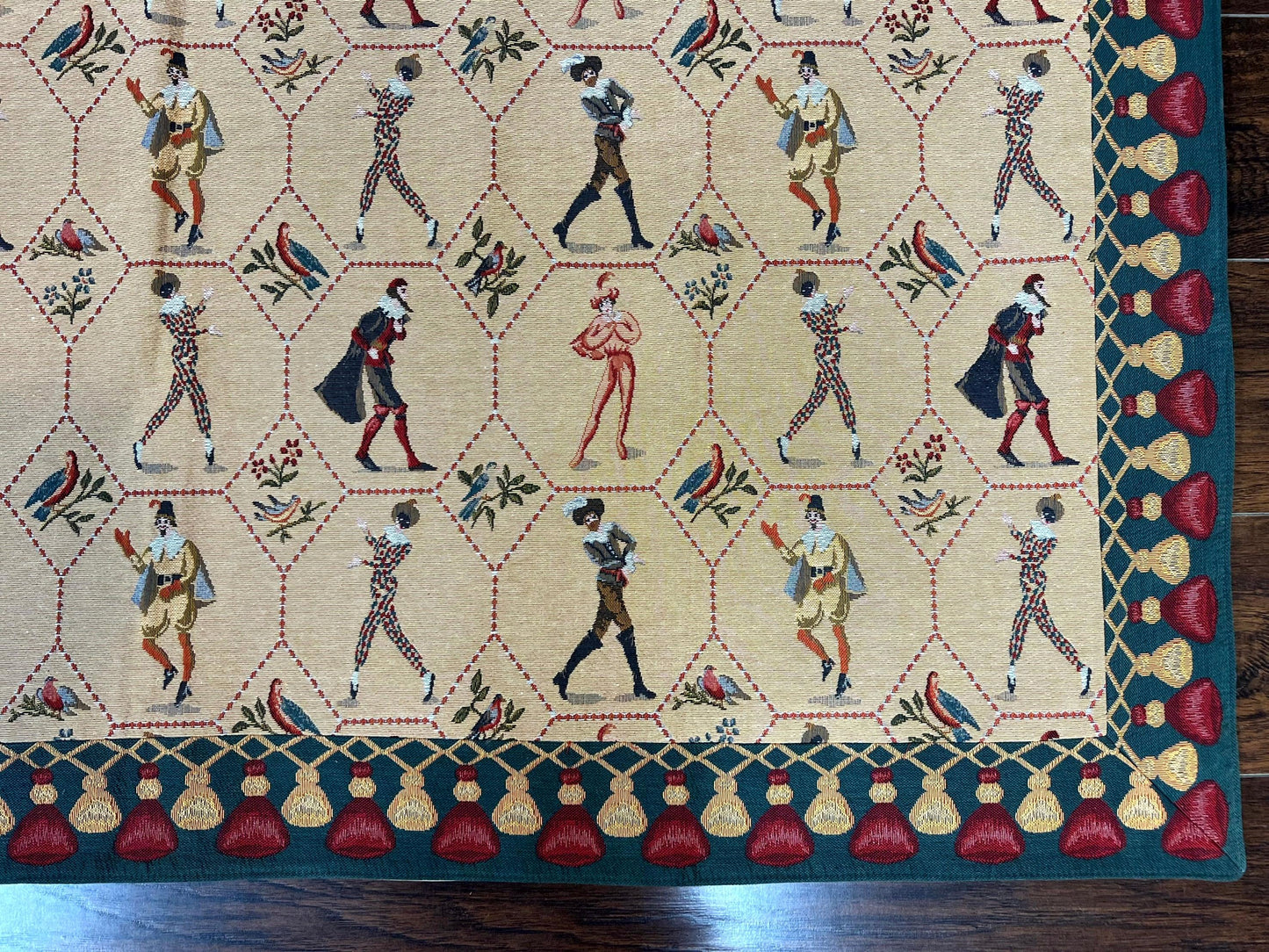 Vintage Wool Tapestry Wall Hanging 5x5 Square Court Jesters