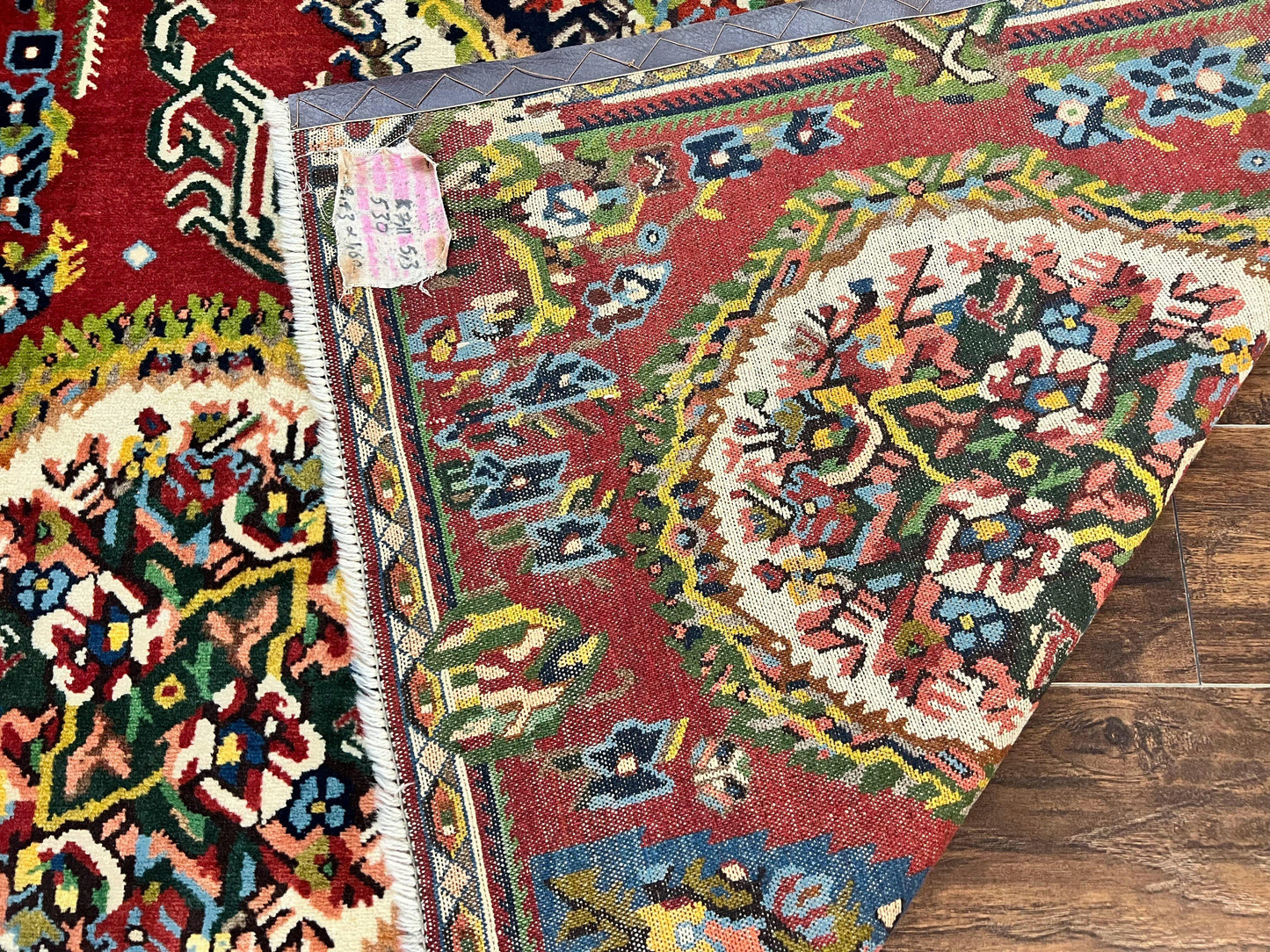 Persian Bakhtiari Rug 5x8, Wool Hand Knotted Antique Carpet, Red, Floral Oriental Rug, 5 x 8 Medium Sized Rug