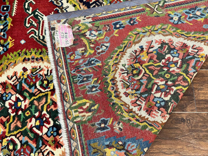 Persian Bakhtiari Rug 5x8, Wool Hand Knotted Antique Carpet, Red, Floral Oriental Rug, 5 x 8 Medium Sized Rug