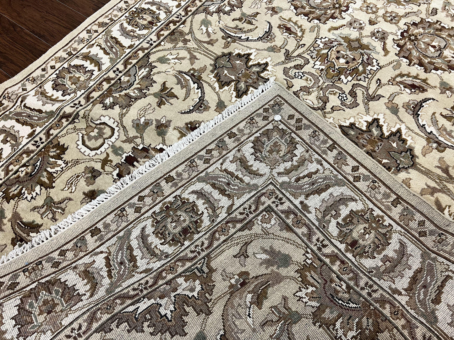 Indo Mahal Rug 6x9 Hand Knotted Wool Floral Ivory Green Traditional Carpet