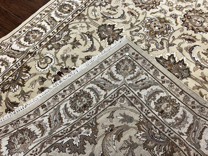 Indo Mahal Rug 6x9 Hand Knotted Wool Floral Ivory Green Traditional Carpet