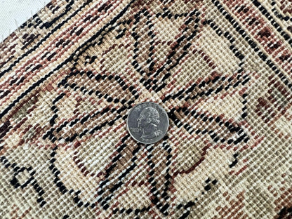 Turkish Sivas Rug 9x12, Handmade Vintage Wool Carpet, Cream Ivory