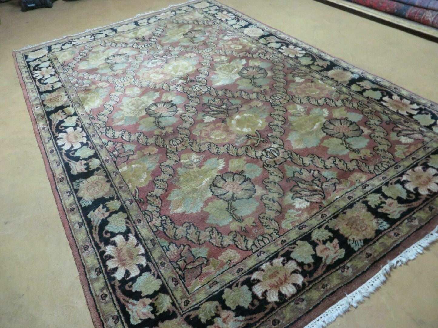 Floral Oriental Wool Rug 6x9 Handmade From India High Quality