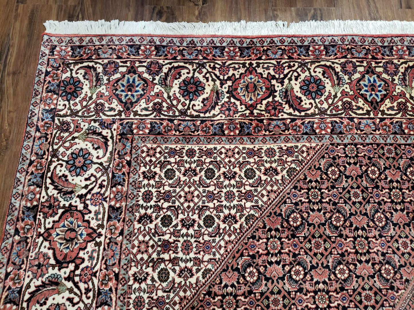 Persian Bijar Rug 8x11 With Herati Mahi Pattern Handwoven Wool