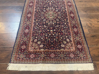 Indo Kashmiri Rug 3x5, Navy Blue, Very Fine 400 KPSI, Pair B