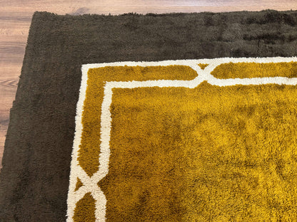 Mid Century Shag Rug 8x11, Large Vintage Shag Rug, Open Field, European Shag Rug