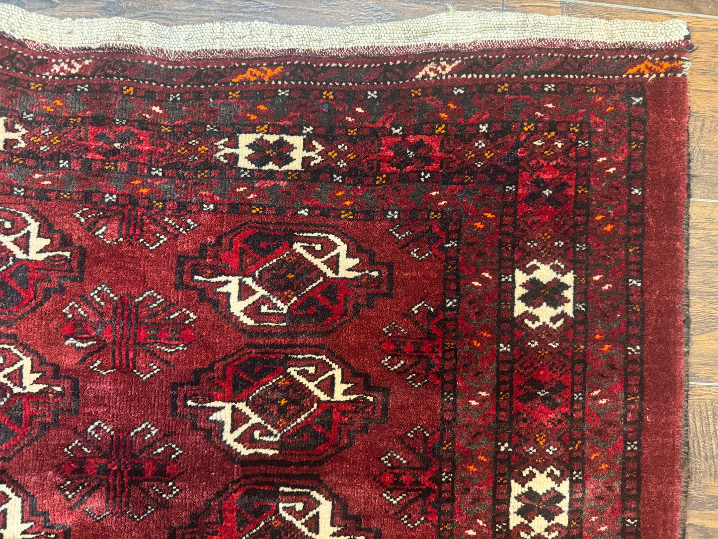 Antique Afghan Turkoman Mafrash Rug 3x5 Red Hand Knotted Wool Tribal Collectible