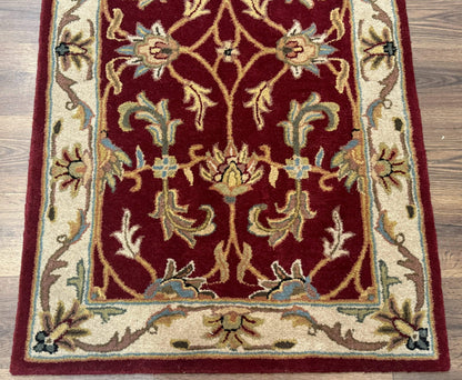 Floral Wool Rug 3x5 In Dark Red Safavieh Heritage Collection Pair B