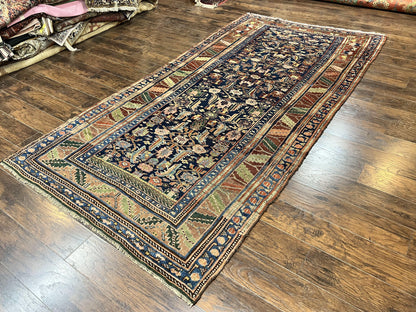 Caucasian Kalegy Rug 6x11, Wide Runner, Wool Hand Knotted Carpet, Navy Blue Tribal Rug, 1920s Antique Rug, 6 x 11 Oriental Carpet