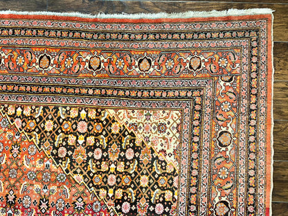 Rare Antique Persian Tabriz Rug 9x12, Red, Handmade, Wool