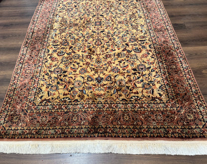 Indo Persian Rug 5x8, Light Tan/Camel, Allover Design