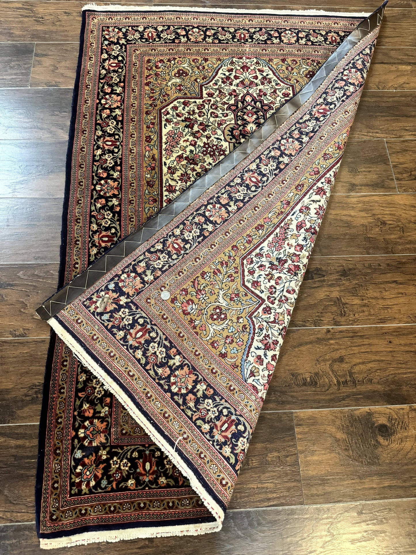 Persian Qum Rug Hand Knotted 3.6 By 5 Rare Semi Antique Kork Wool