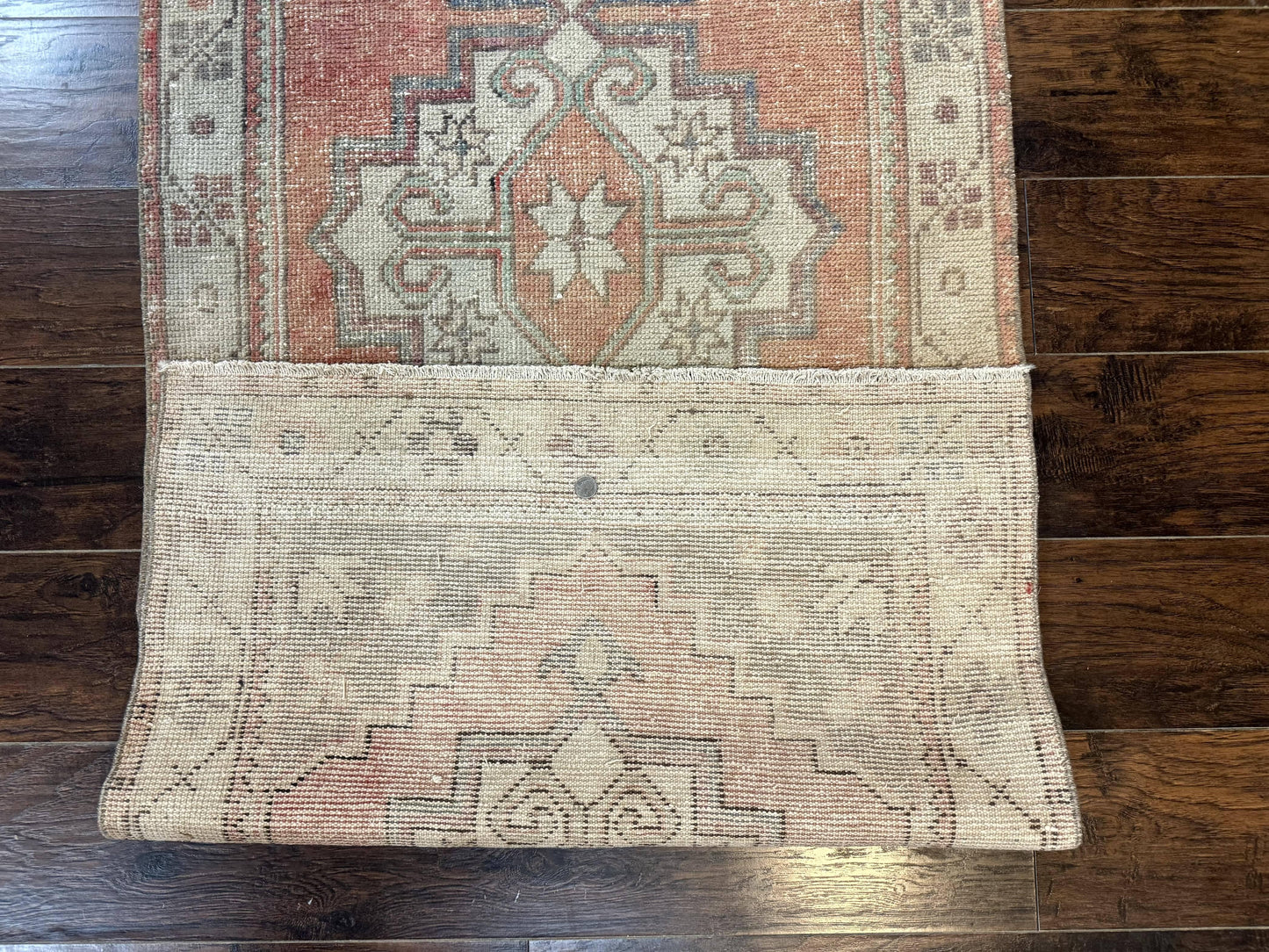 Antique Turkish Runner Rug 3 x 9.6, Farmhouse Rug, Geometric Runner, Handmade, Vintage Rug for Modern Home