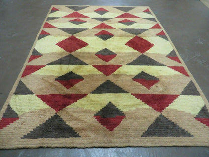 Handmade Tibetan Wool Rug Allover Pattern 68 x 98 Art Deco Contemporary Decor
