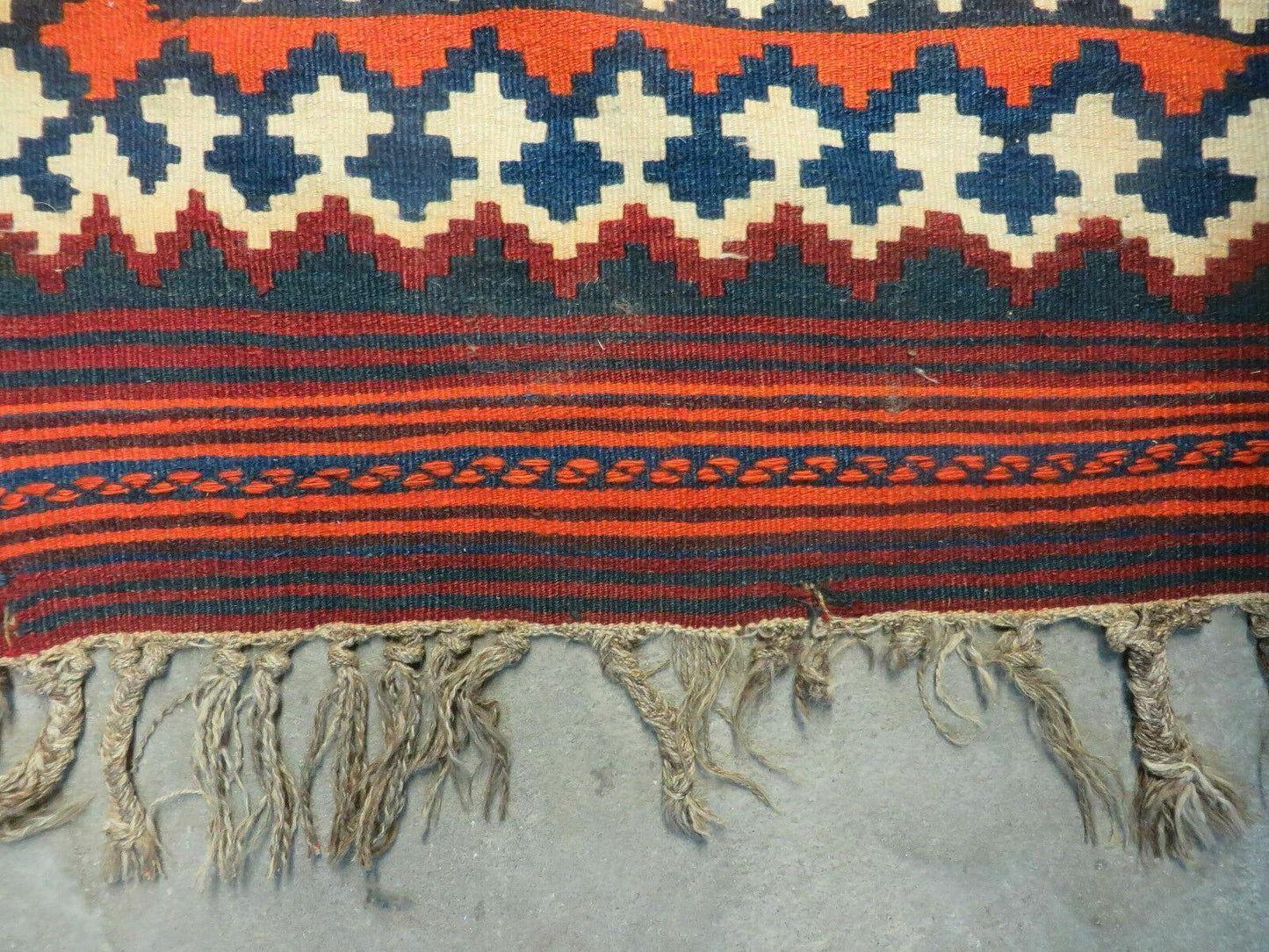 Turkish Kilim Rug Antique Handmade Flat Weave Wool Boho Chic Tribal Design