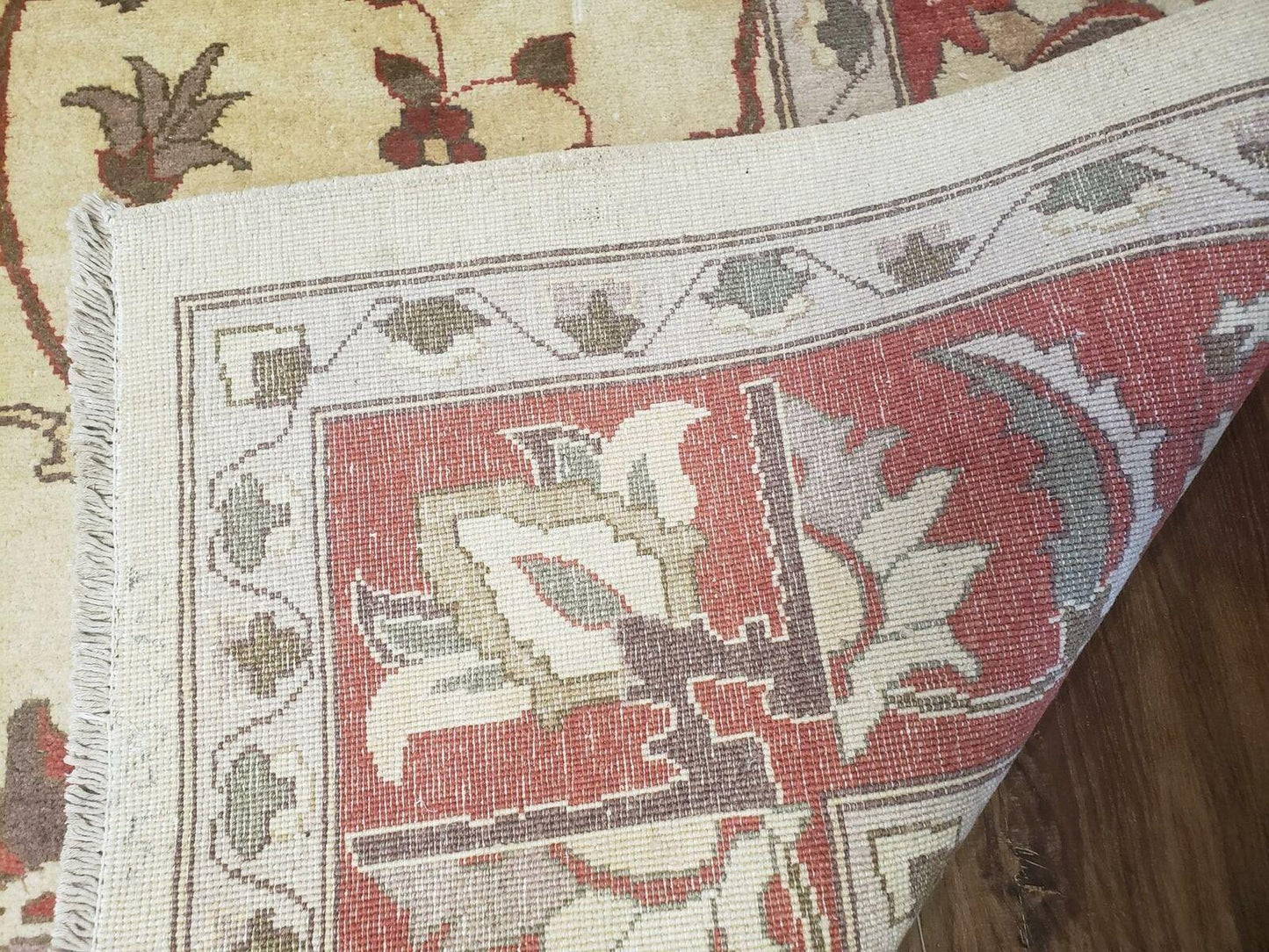 Peshawar Hand Knotted Wool Rug 9x12 Vintage 1990s One Of A Kind Garden Floral