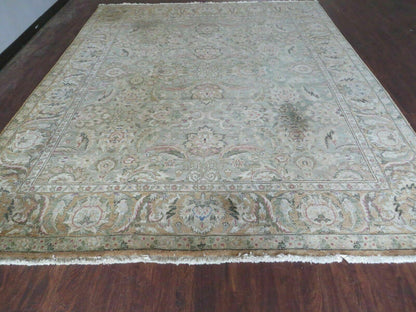 Vintage Handmade Jaipur Floral Oriental Rug Tea Washed 8 By 10 Ft