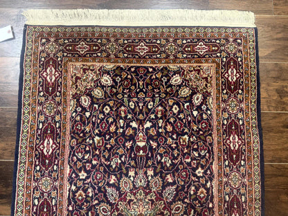 Indo Kashmiri Rug 3x5, Navy Blue, Very Fine 400 KPSI, Pair B