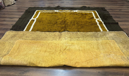 Mid Century Shag Rug 8x11, Large Vintage Shag Rug, Open Field, European Shag Rug