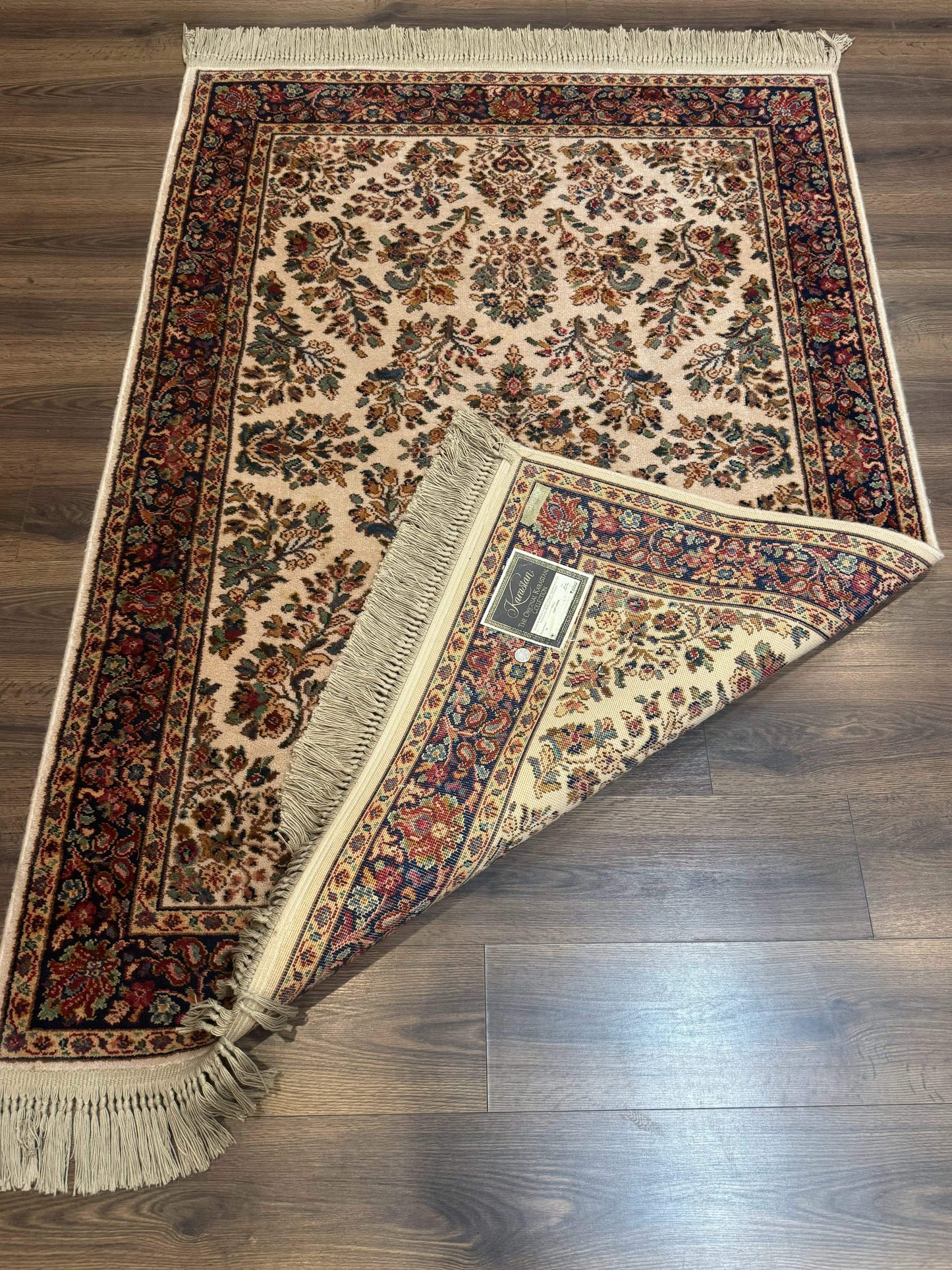 Karastan Ivory Sarouk Wool Rug 4x6 Vintage Original 700 Series