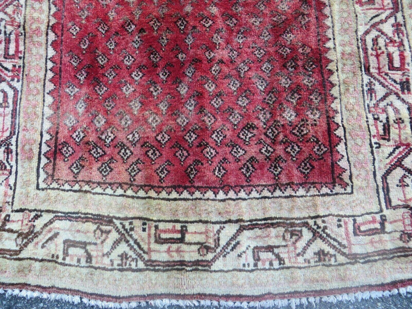 3'7"X 10' Antique Handmade India Oriental Paisley Wool Runner Rug Vegy # 31