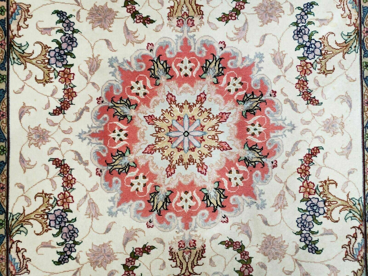 Turkish Rug Handmade Vintage Floral Oriental Wool 40 By 57 Inches