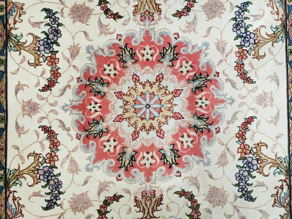 Turkish Rug Handmade Vintage Floral Oriental Wool 40 By 57 Inches