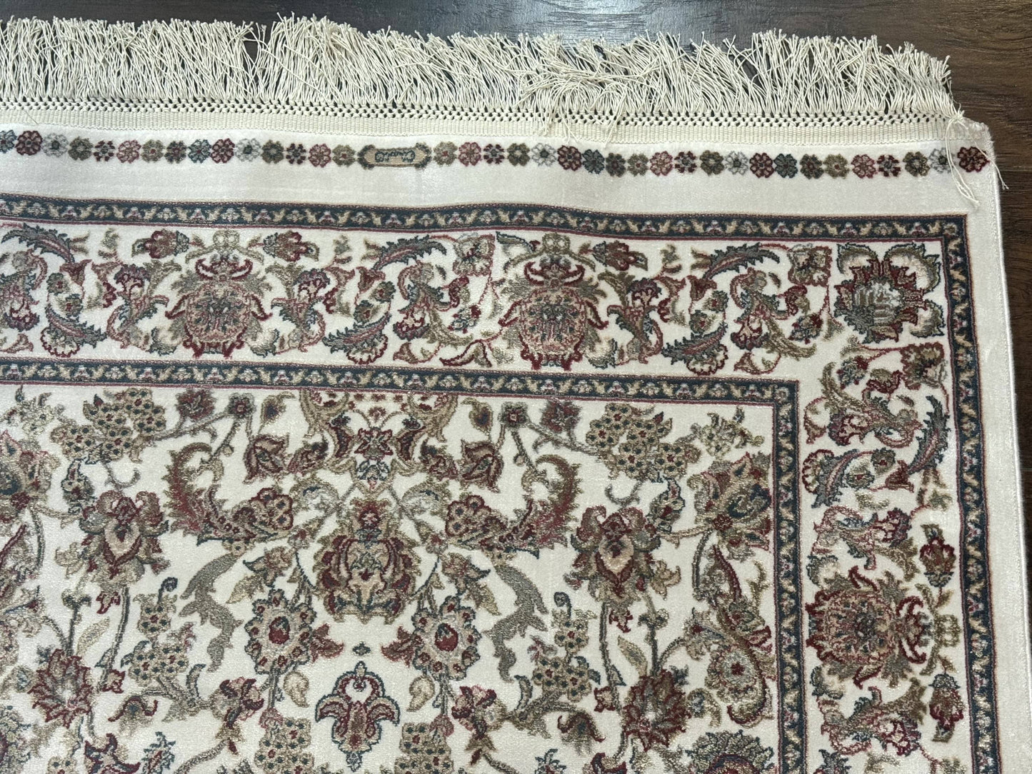 Turkish Silk Rug 2.6 x 4 Ivory Allover Floral Design Bamboo Silk