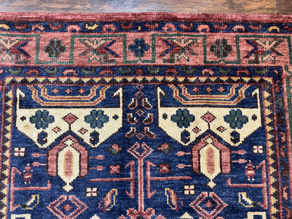 Heriz Rug Persian Tribal Design Hand Knotted Wool 6x9 Vintage