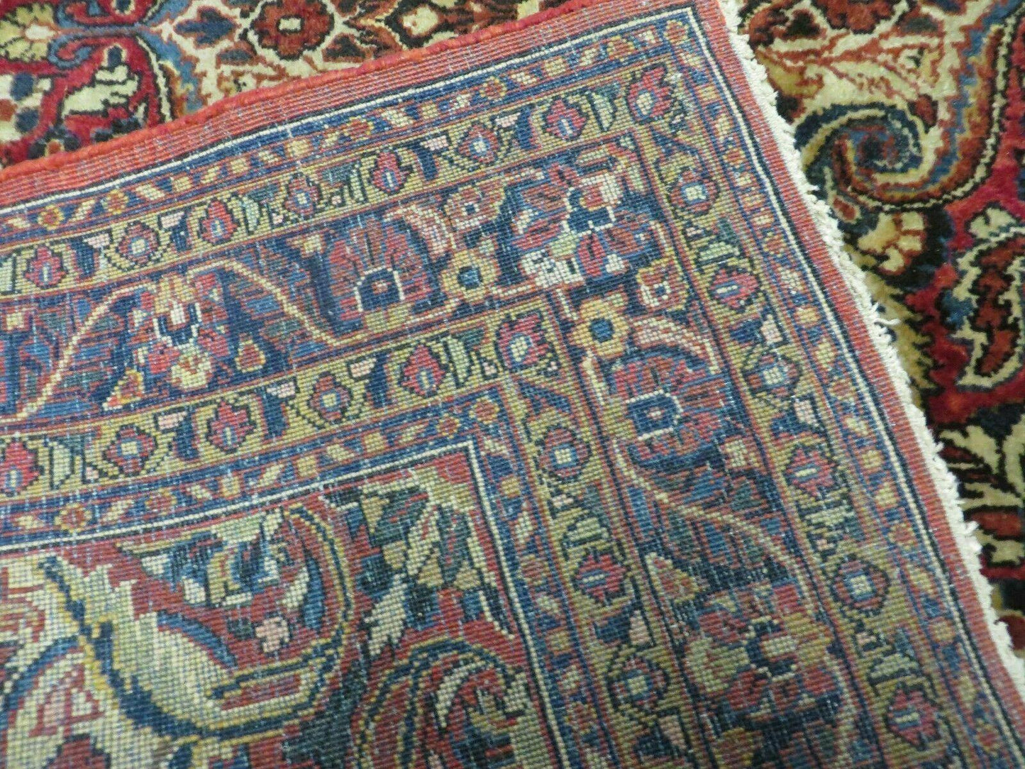 Antique Handmade Indian Wool Rug Agra Fine Weave Organic Vegetable Dyes 41x60