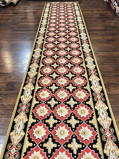 Runner Rug 4x19 Wool Panel Design Hallway Carpet Vintage European Style