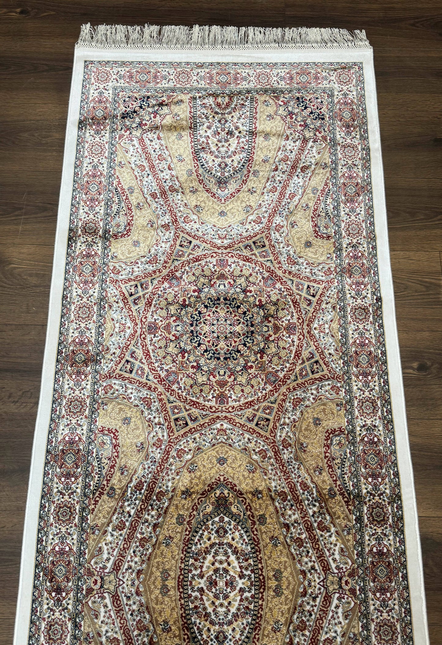 Turkish Silk Runner Rug 2.6 x 12, Hereke Mamluk Runner, Bamboo Silk, New