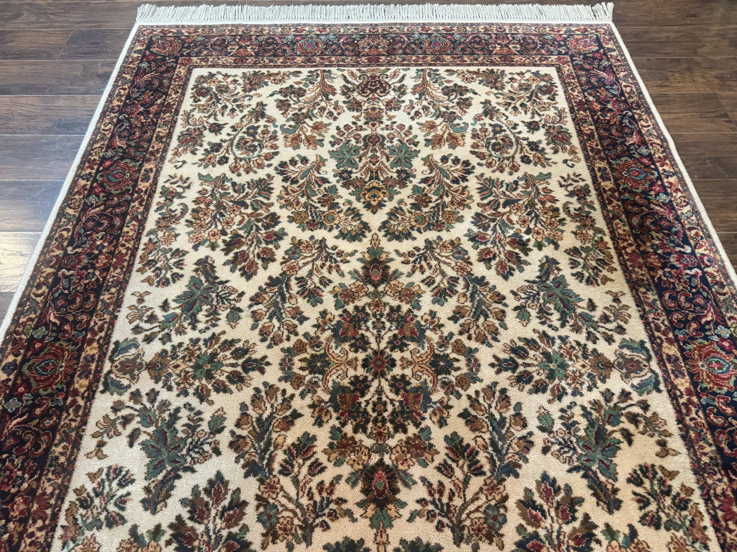 Karastan Rug 5.9 x 9, Ivory Sarouk #760, Wool Pile, Original 700 Series, Vintage
