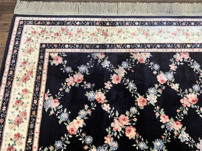 Karastan Rug 8.8 x 12, Garden of Eden #509/1270, Ebony Trellis, Vintage Discontinued Wool Pile Karastan Carpet