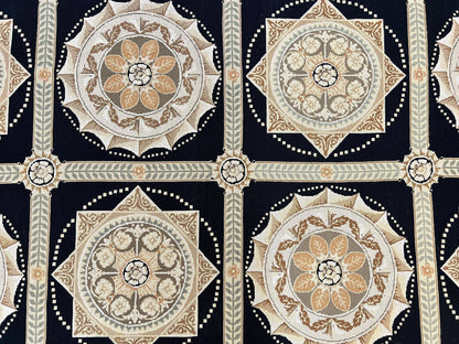 Needlepoint Rug 8x10 Handwoven Wool Panel Design Vintage French European