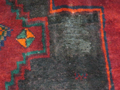 Antique Handmade Wool Rug India Geometric Oriental Vegetable Dyes 4x8 Vintage