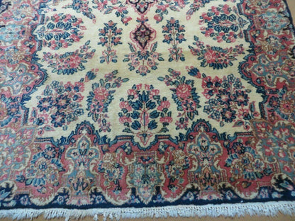 Antique Persian Kirman Rug Hand Knotted Wool Floral Medallion Carpet 3 9 By 6 6