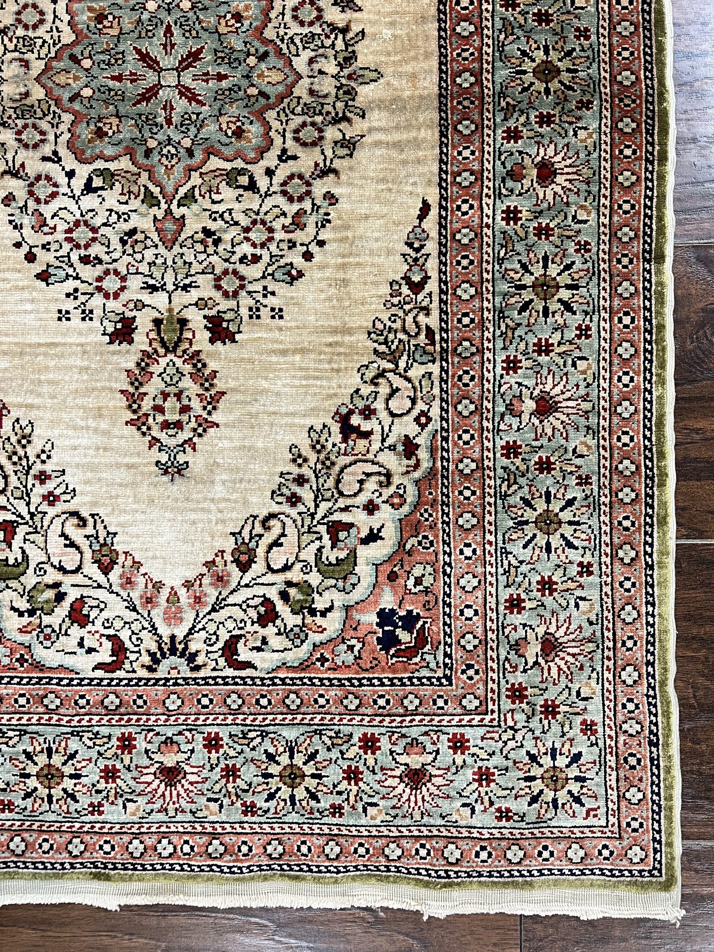 Silk Turkish Kayseri Rug 2x3 Hand Knotted Vintage Silk Pile On Silk Foundation 300 KPSI
