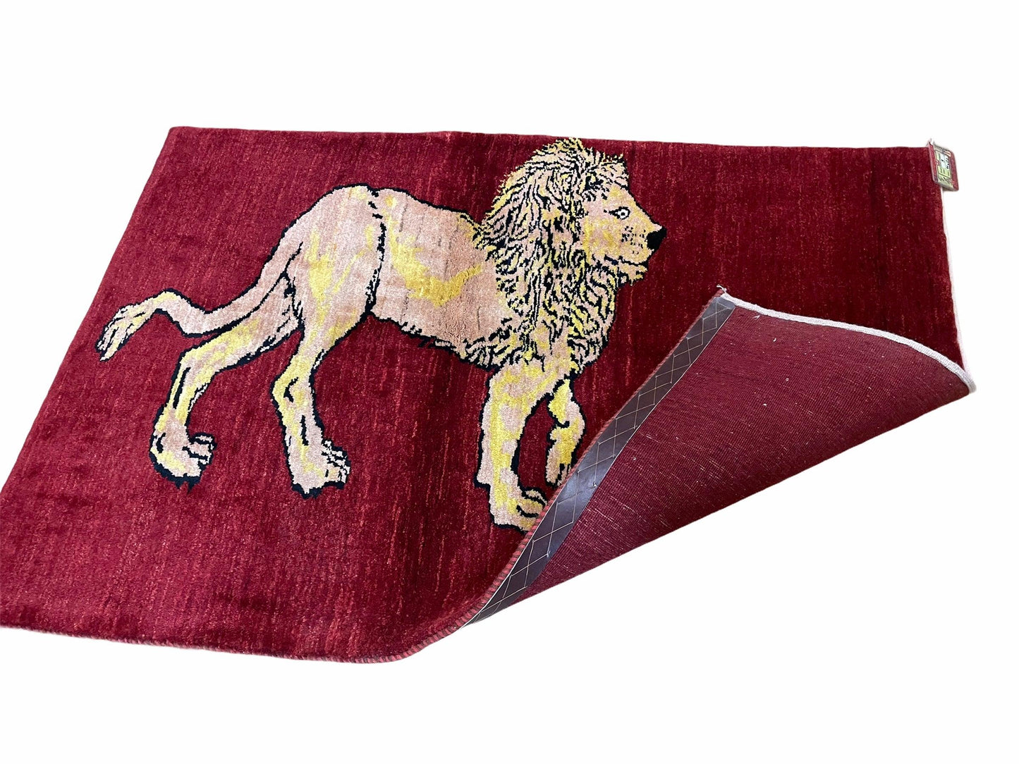 Handmade Wool Rug 3x5 Hand Knotted Lion Design With Veggy Dyes New Vintage