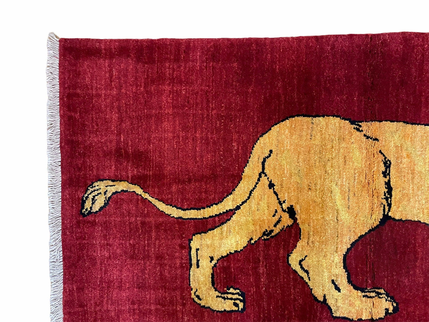 Handmade Wool Rug Lion Pictorial Tribal Design With Vegetable Dyes 3x5