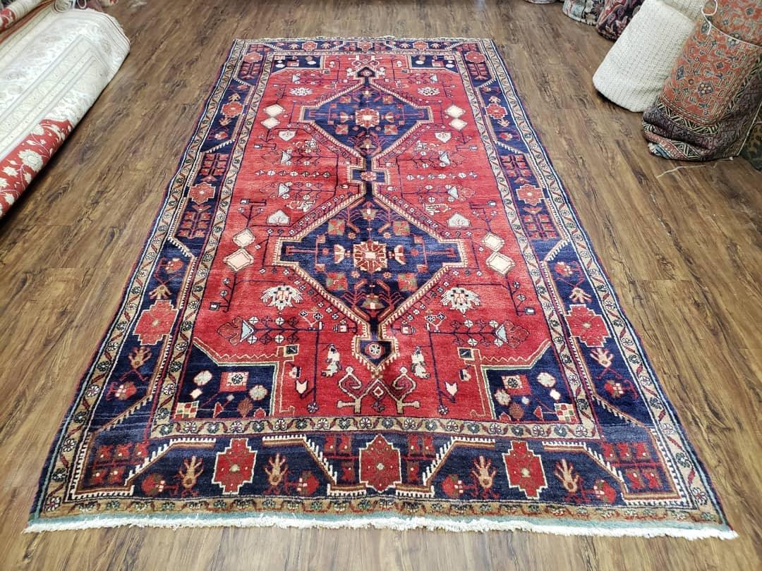 Antique Persian Rug Hand Knotted Zanjan Nahavand Heriz Wool 5x9 Handcrafted