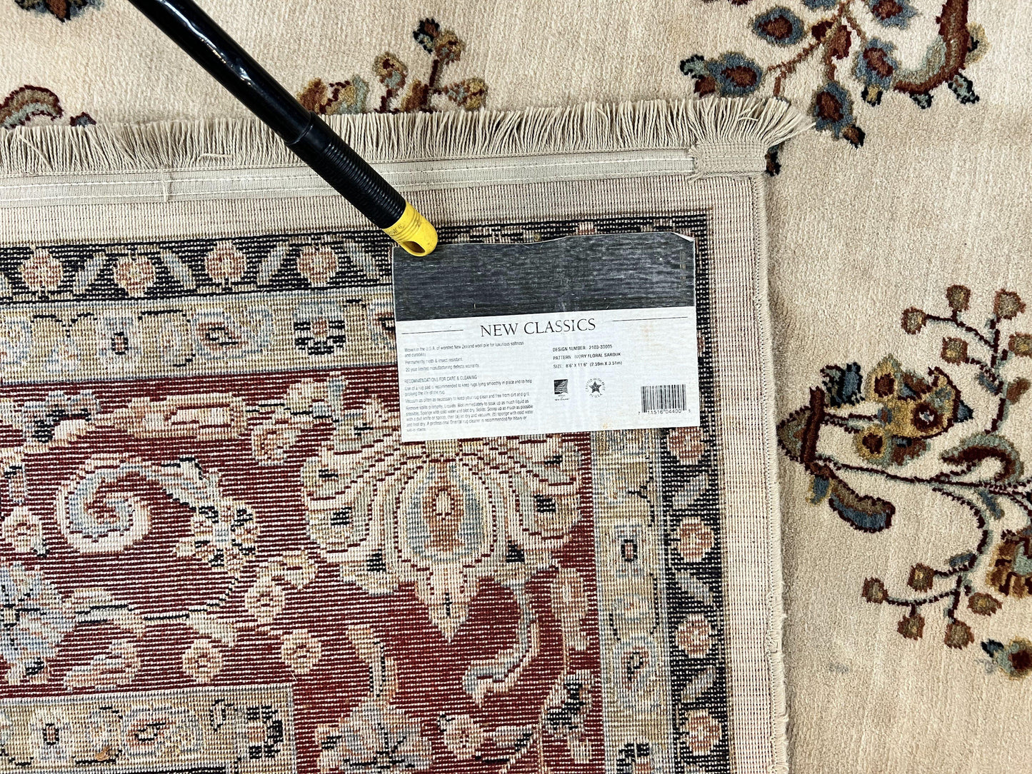 Karastan Wool Rug Ivory Floral Sarouk 8.6x11.6 Traditional Area Rug