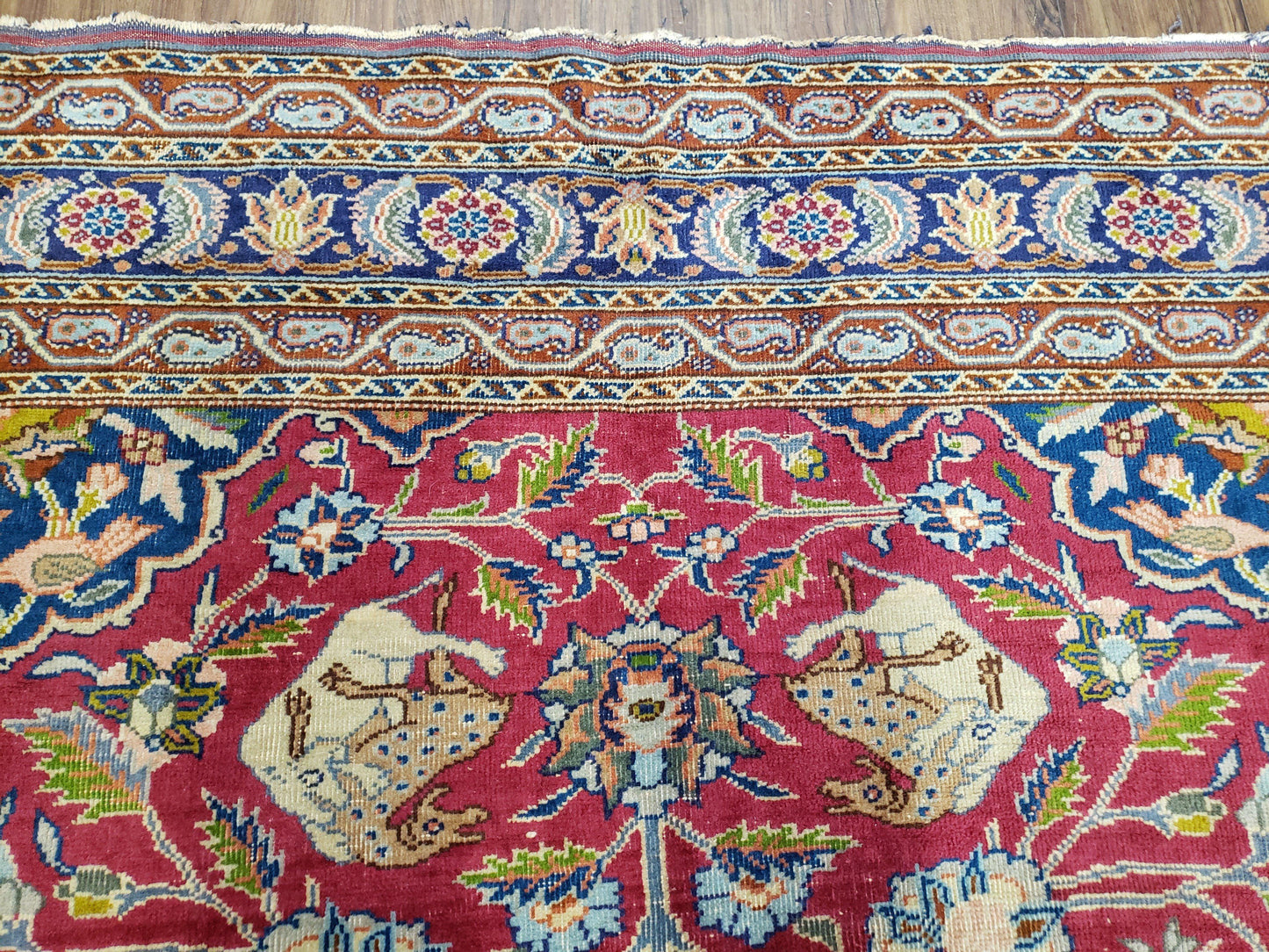 Turkish Sivas Area Rug Hand Knotted 8x11 Vintage Red Wool Oriental Carpet