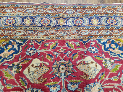 Turkish Sivas Area Rug Hand Knotted 8x11 Vintage Red Wool Oriental Carpet