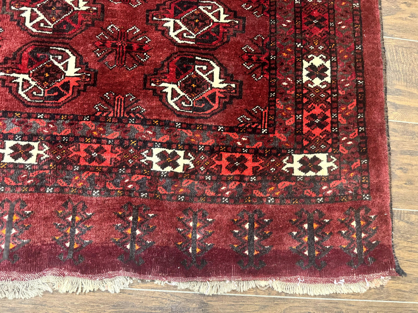 Antique Afghan Turkoman Mafrash Rug 3x5 Red Hand Knotted Wool Tribal Collectible