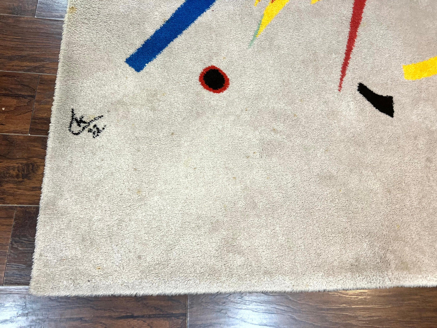 Danish Rya Shag Rug 6x9, EGE Axminster Carpet, Ivory, Modern Abstract Rug, Signed by Designer