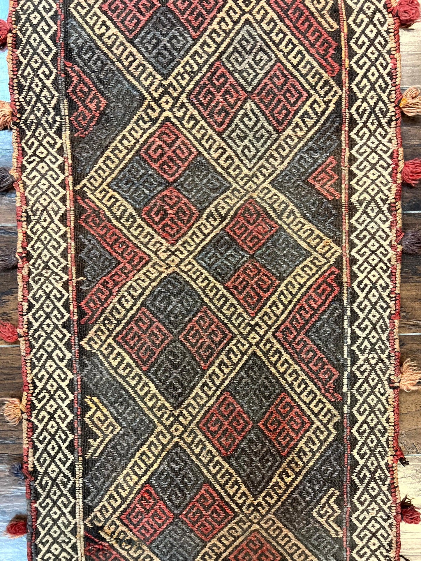 Tribal Runner Rug 2x8, Pakistani Turkoman Runner, Wool Handmade Vintage Rug