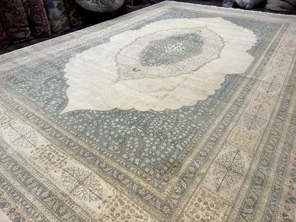 Palace Size Pak Persian Rug 12x18 Haji Jalili Design Hand Knotted Wool Oat Blue